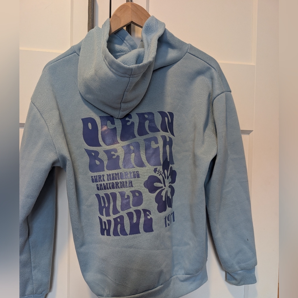 SHEIN Ocean Blue Graphic Hoodie